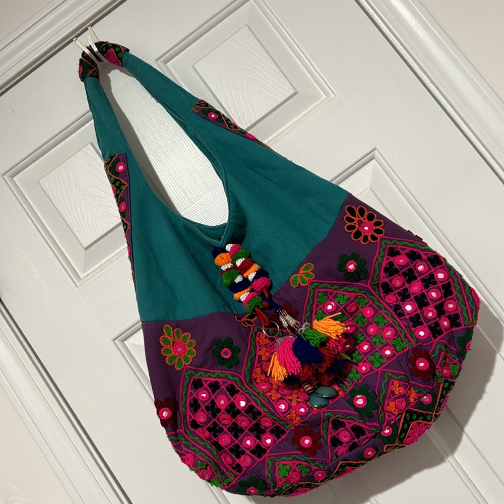 EXPRESSIONS NYC Embroidered Sequences Boho -Holo Bag